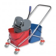 Double Bucket Chrome 2X25 L with Grey Plastic Wringer CN